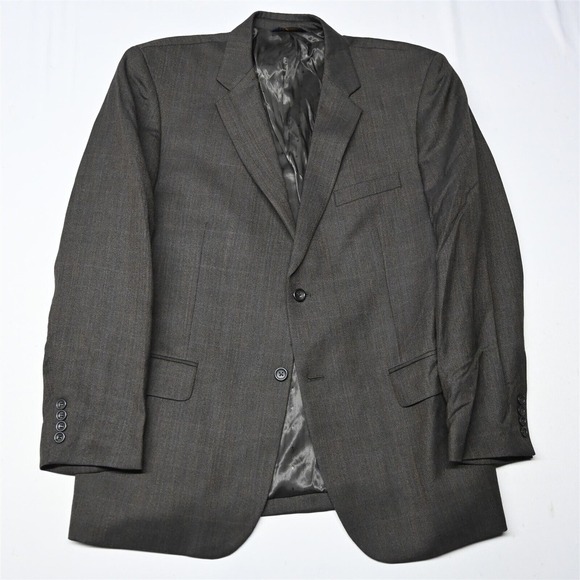 Joseph Feiss 46R Brown Herringbone Flannel 100% Wool Mens Blazer Sport‎ Coat